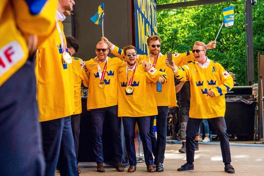 Sveriges Viktor Arvidsson, Adam Larsson och John Klingberg