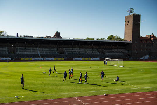 Generell vy av Sveriges fotbollslandslags träning