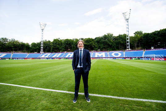 Jan Åge Fjørtoft, TV reporter, ahead of the UEFA Women's Champions League final between VfL Wolfsburg and Olympique Lyonnais on May 24, 2018 in Kyiv.