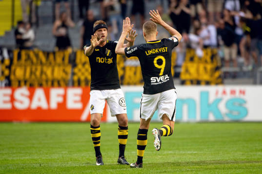 s Daniel Sundgren och AIK:s Rasmus Lindkvist jublar