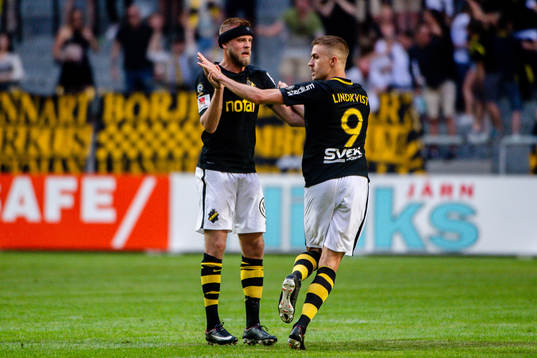 s Daniel Sundgren och Rasmus Lindkvist jublar