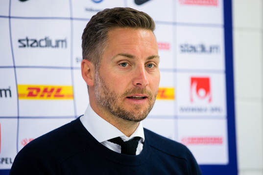 Örebros tränare Axel Kjäll på presskonferensen