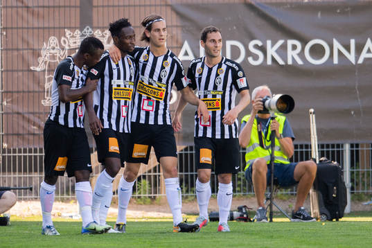 0 målet under fotbollsmatchen i Superettan mellan Landskrona och GAIS den 2 juni 2018 i Landskrona.