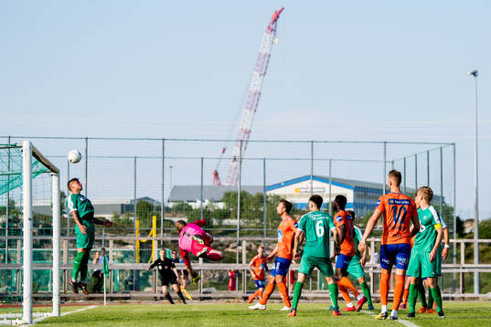 Alexander Dang of Nest-Sotra saves the ball on the line