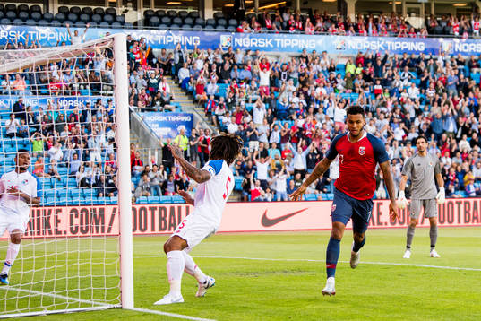 Joshua King of Norway celebrates the 1-0 goal