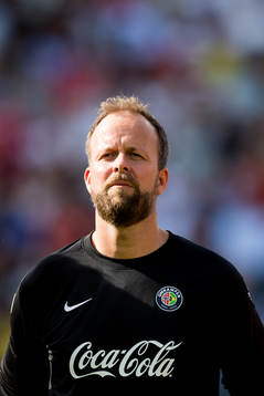 Goalkeeper Thomas Myhre of Norway ahead of the Omkampen match between Norway 1998 and Brazil 1998 on June 9, 2018 in Oslo.
