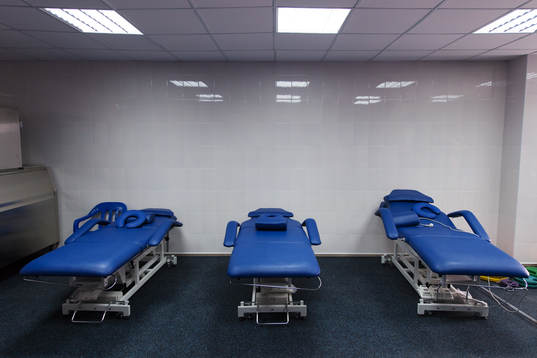 Massage tables inside a dressing room