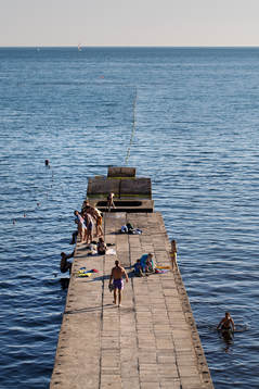 City life in Gelendzhik of the Krasnodar region in Russia, base camp for the Swedish national football team