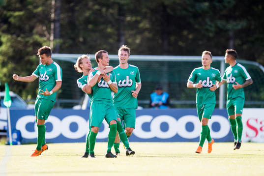 Ståle Steen Sæthre of Nest-Sotra celebrates the 4-0 goal with his teammates