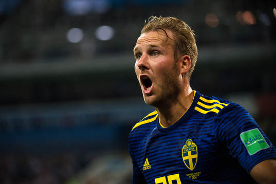 Ola Toivonen of Sweden celebrates the 1-0 goal