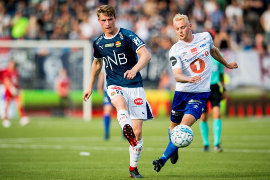 Marius Høibråten of Strømsgodset and Sondre Sørløkk of Ranheim