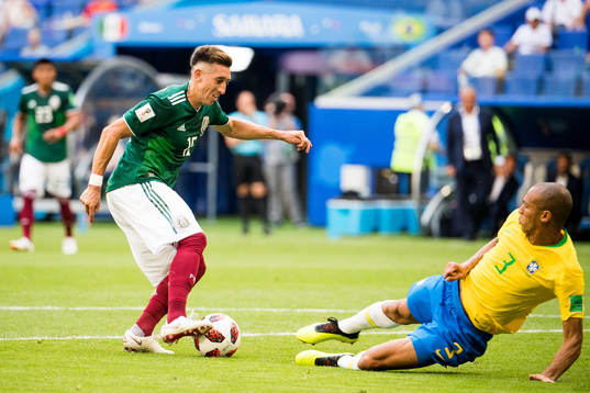 Hector Herrera of Mexico and Miranda of Brazil