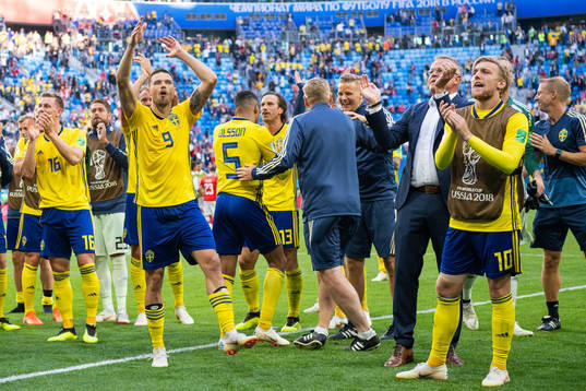 Marcus Berg of Sweden celebrate
