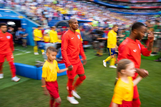 Ashley Young of England enters the pitch prior to the FIFA