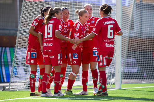 Linköpings spelare jublar efter Kosovare Asllanis 2-0 mål