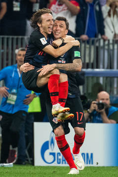 Luka Modric and Mario Mandzukic of Croatia celebrate