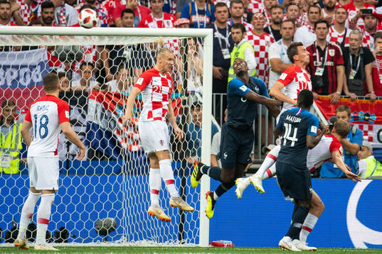 Domagoj Vida, Ivan Strinic of Croatia and Paul Pogba and