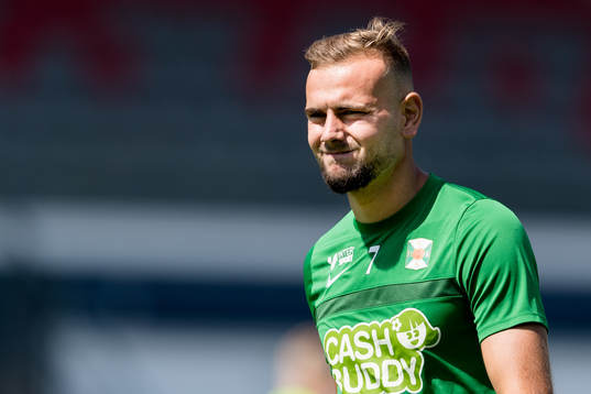 Varbergs Perparim Beqaj före en träningsmatch i fotboll