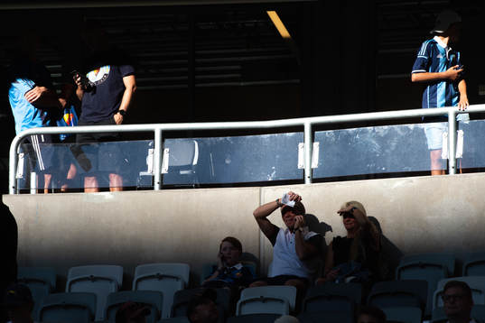 Spectators at the stands prior to the UEFA Europa League