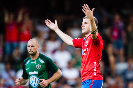 Helsingborgs Darijan Bojanic jublar efter att han gjort 0-3-målet på straff