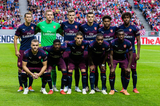 Starting eleven of Arsenal prior to the International