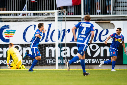 William Alibin Kurtovic of Sandefjord celebrates after scoring
