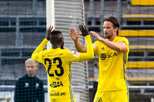 Trelleborgs Marcus Pode jublar efter att ha gjort 1-3