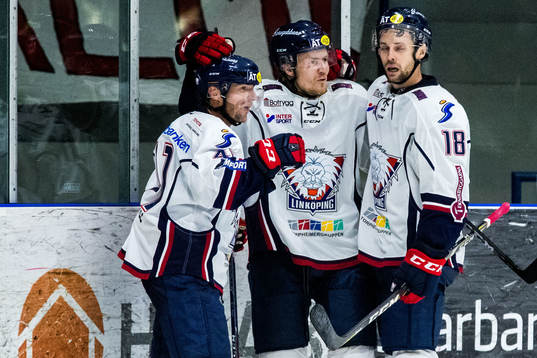 Linköpings Broc Little jublar med lagkamrater