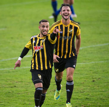 IFK Hässleholms Muhammed Hamdan har gjort 1-0 och jublar i matchen i div. 2 Östra Götaland mellan IFK Hässleholm och Räppe i Hässleholm 17 augusti 2018.  