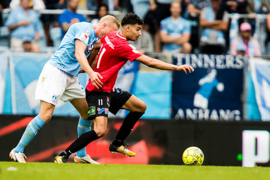 Malmö FFs Franz Brorsson och Trelleborgs Deniz Hümmet