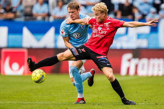Malmö FFs Hugo Andersson och Trelleborgs Freddie Brorsson