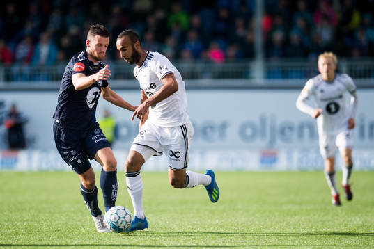 Bendik Bye of Kristiansund and Issam Jebali of Rosenborg