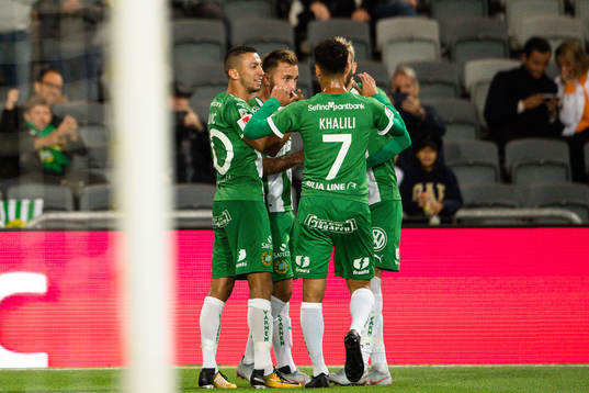 Hammarbys Muamer Tankovic jublar efter 2-0
