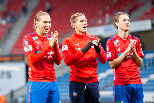 Helsingborgs Charlie Weberg jublar efter slutsignalen