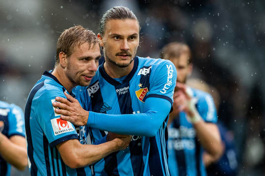 Djurgårdens Jonathan Ring och Erik Johansson jublar