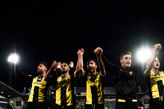 Hammarbys Imad Khalili , Junes Barny , Jiloan Hamad och Jeppe Andersen jublar