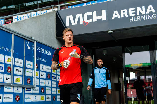 Goalkeeper Johan Dahlin and Egzon Binaku of Malmö FF