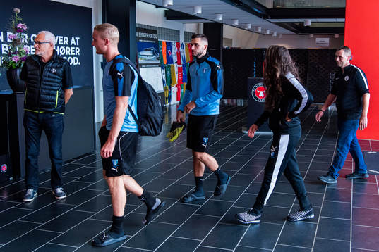 Franz Brorsson and Egzon Binaku of Malmö FF arrives to a