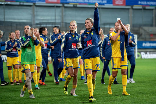 De svenska spelarna jublar