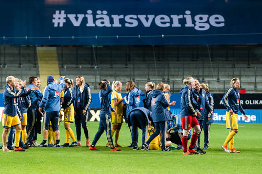 Sveriges spelare jublar