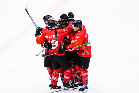 Viktor Ekbom celebrates with team mates