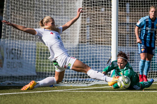 Rosengårds Lisa-Marie Utland och Djurgårdens målvakt
