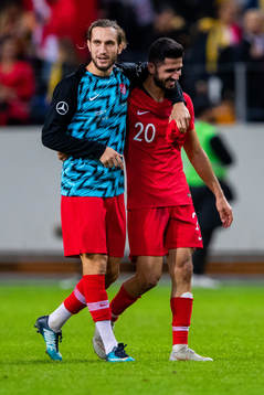 Emre Akbaba of Turkey celebrates with team mate
