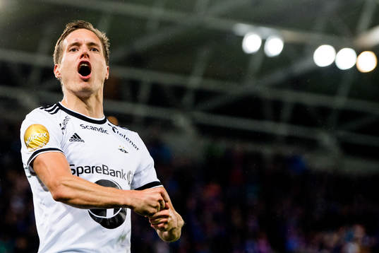 Anders Konradsen of Rosenborg celebrates the 1-2 goal scored by Enar Jääger of Vålerenga (not pitctured, own goal)
