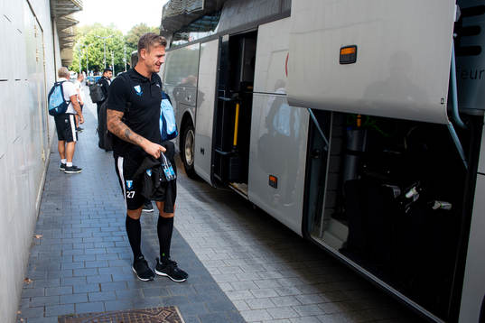 Goalkeeper Johan Dahlin arrive at their hotel