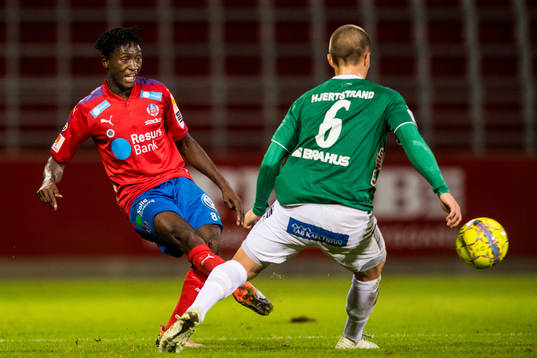Helsingborgs Mamudu Moro och Brages Benjamin Hjertstrand