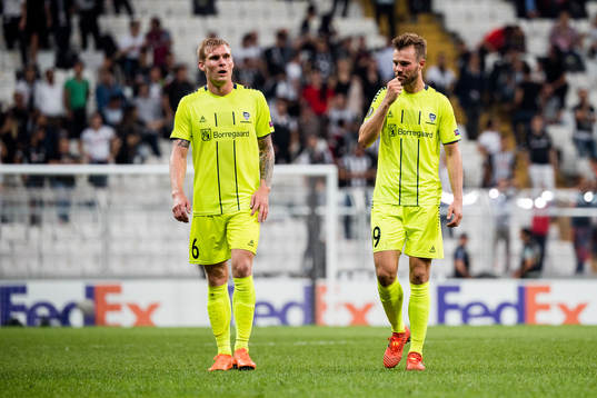 Joonas Tamm and Patrick Mortensen of Sarpsborg 08