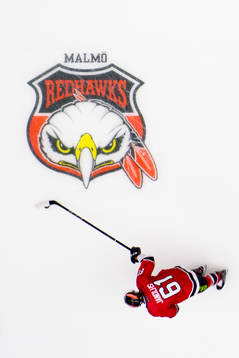Malmö Redhawks Martin Janohls värmer upp