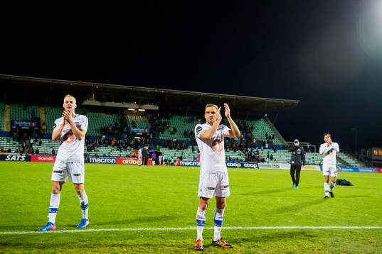 Sondre Sørløkk and Kristoffer Løkberg of Ranheim after the Eliteserien match between Stabæk and Ranheim on September 23, 2018 in Bekkestua. 
