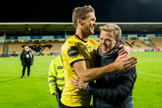 Frode Kippe and Erling Knudtzon of Lillestrøm celebrate